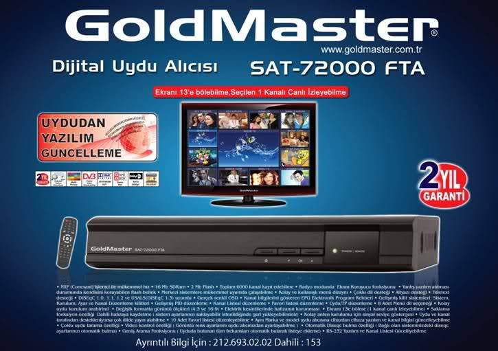 goldmaster sat-72000 uydudan guncellemeli hızlı 