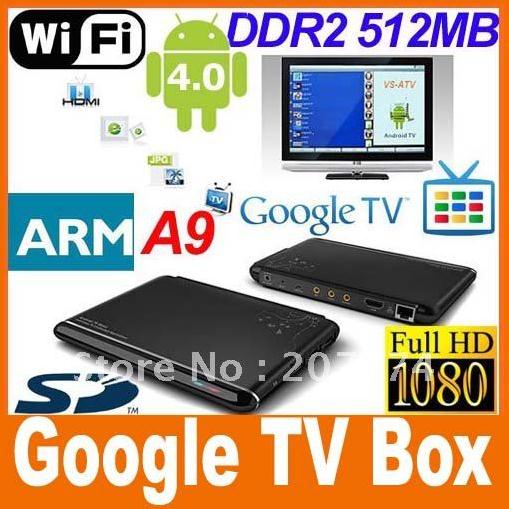 Google TV Box Android 4.0 ARM Cortex A9 WiFi HD 1080P HDMI Internet TV Box DDR II 512M 2GB+3D